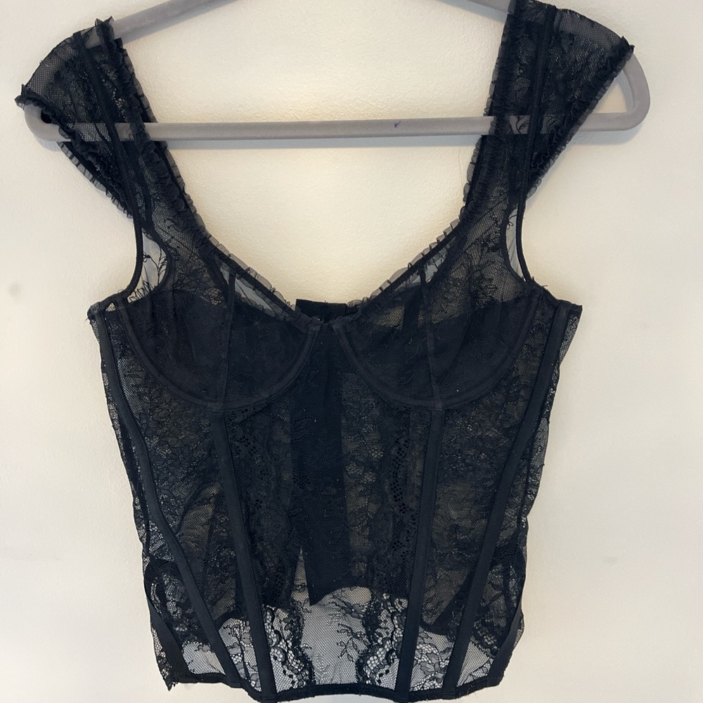 Black lace corset top